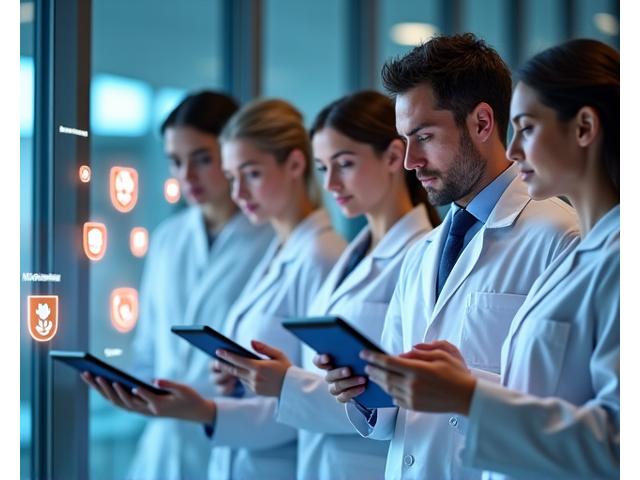A diverse group of wellness experts in lab coats reviewing product efficacy data, surrounded by modern testing equipment and trust badges